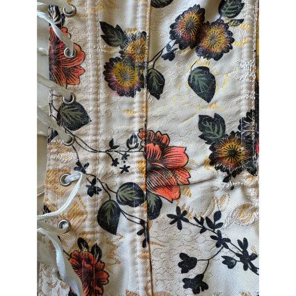 Vintage Handmade Floral Halter Lace-Up Corset Top with Ribbon Ties small - Picture 11 of 16